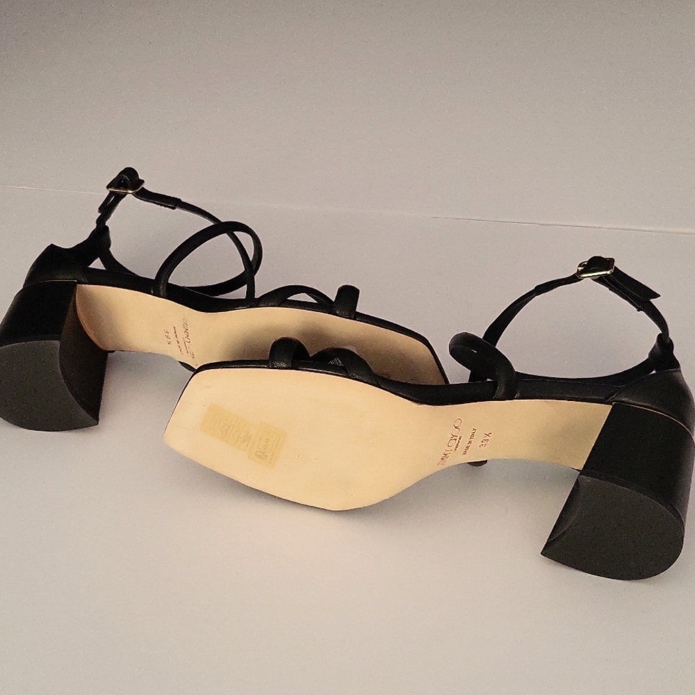 NIB$795 Jimmy Choo Rheea 65 Logo Block Heel Crisscross Leather Sandals 39.5, 9.5 - Picture 14 of 16